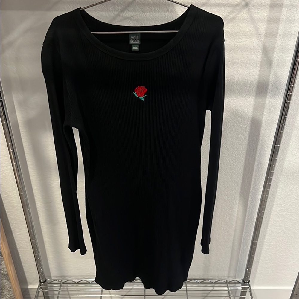 Wild Fable Black Long sleeve ribbed dress